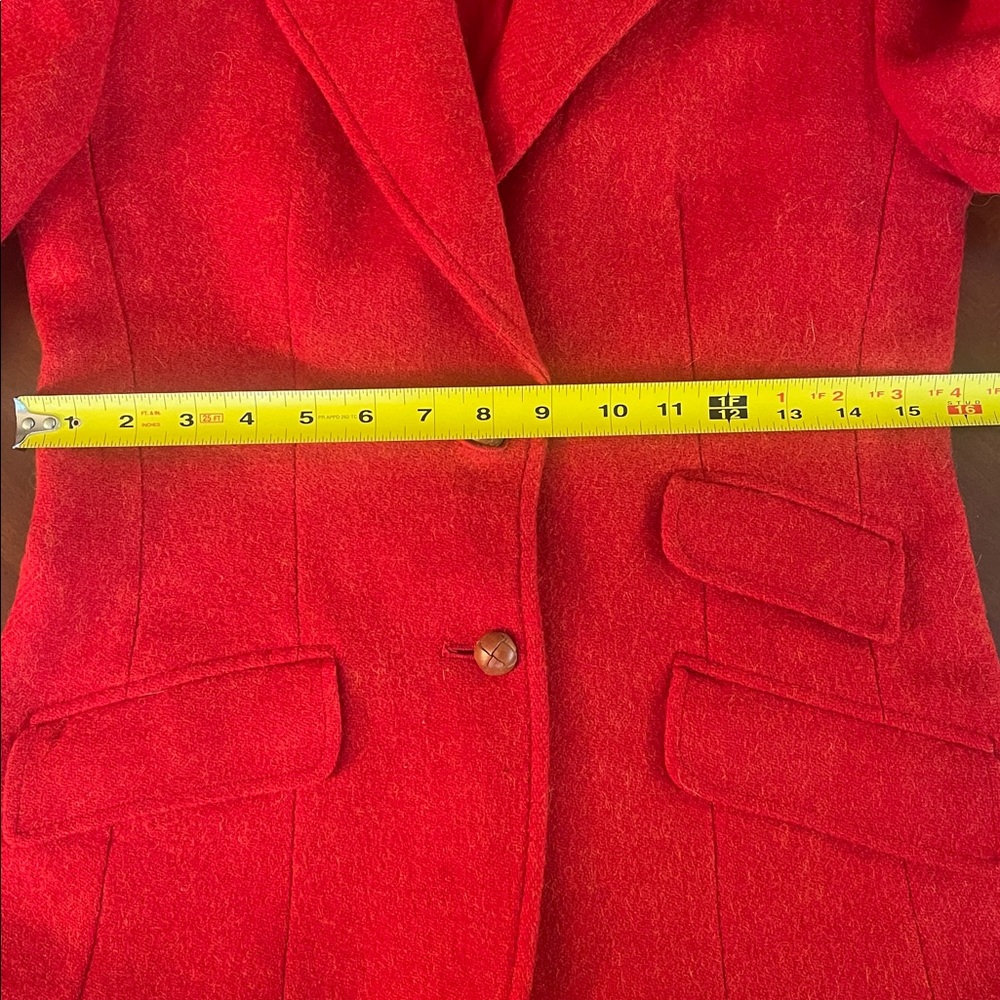 Evan-Picone Red Wool Blazer with Elbow Patches Size 10 - Picture 8 of 8